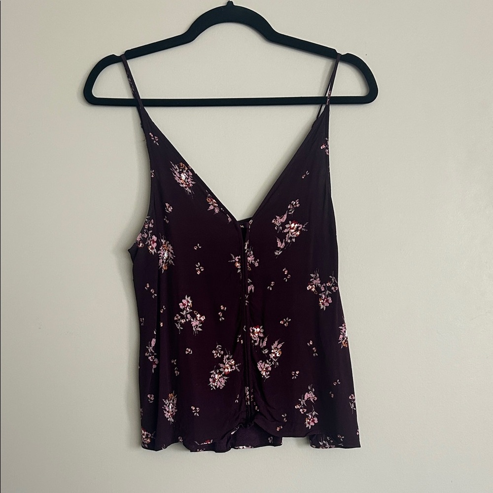 Elegant Floral Camisole in Deep Burgundy